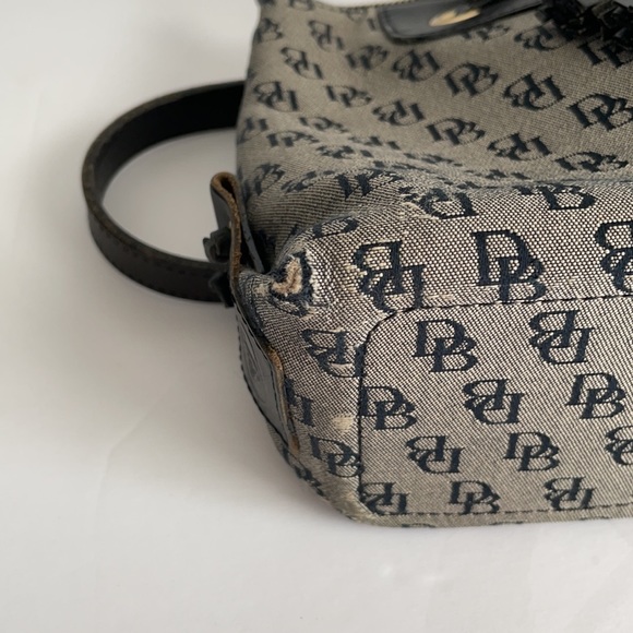 Dooney & Bourke Black Gray Leather Logo Canvas Bag - Picture 11 of 13